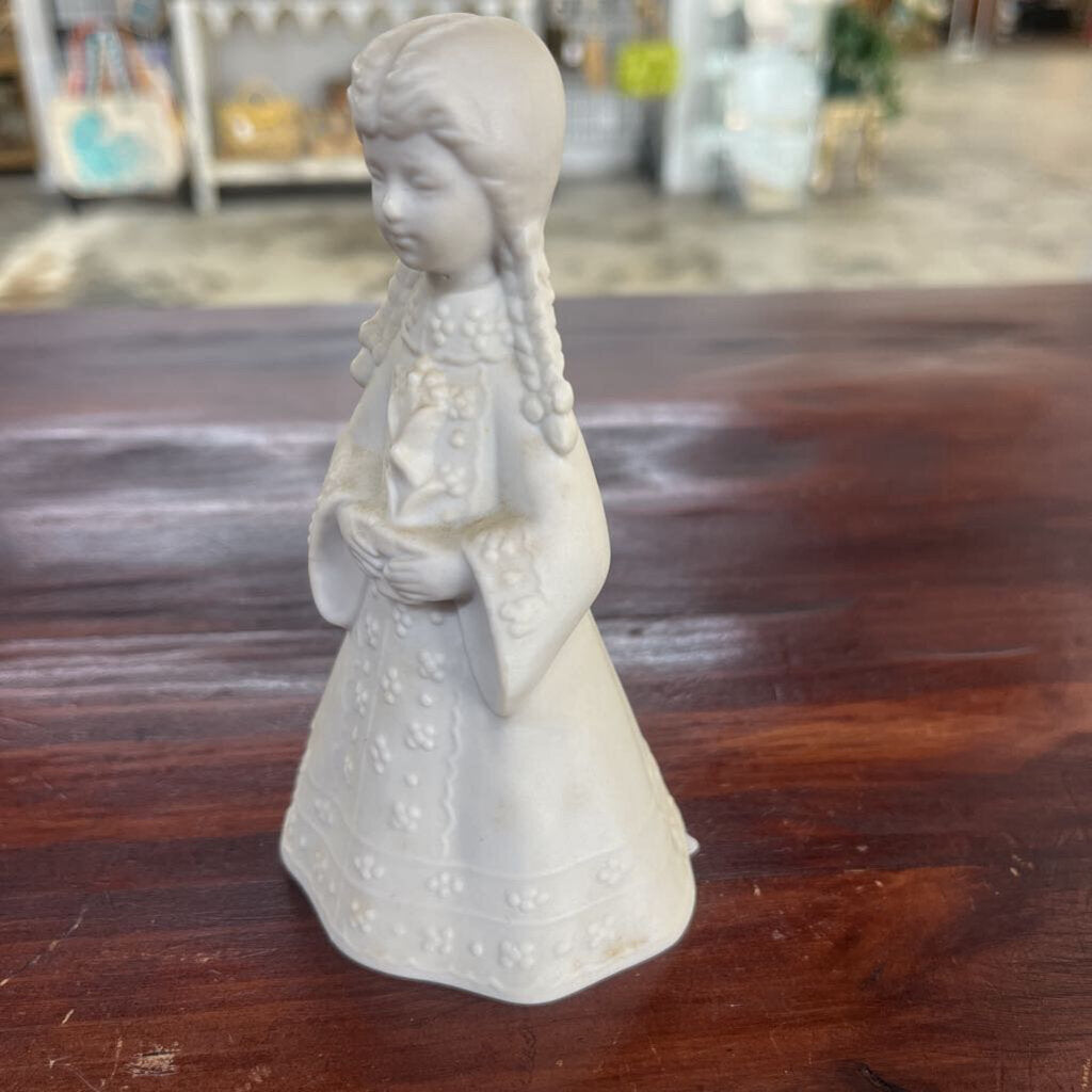 WHITE CREAM BISQUE "BRAIDED HAIR GIRL" BELL-Thriftique Marketplace