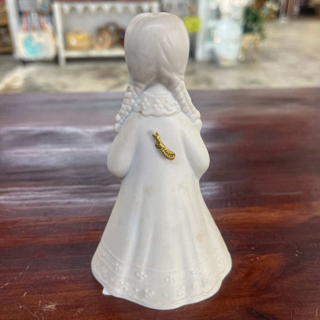 WHITE CREAM BISQUE "BRAIDED HAIR GIRL" BELL-Thriftique Marketplace