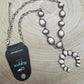 White Stone Faux Squash Blossom Necklace - 16 inch + 3