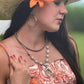 White Stone Faux Squash Blossom Necklace - 16 inch + 3