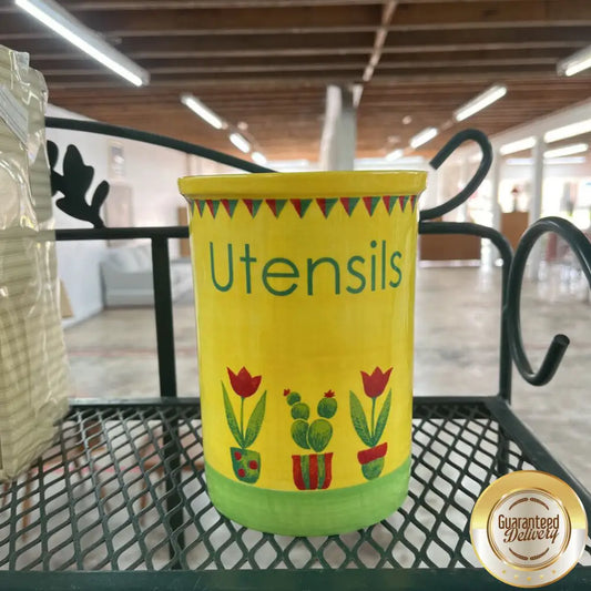 YELLOW UTENSILS HOLDER-Thriftique Marketplace